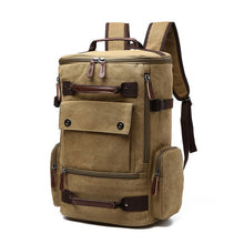 Load image into Gallery viewer, men's backpack vintage canvas backpack school bag men's travel bags large capacity backpack  laptop backpack bag high qualit
