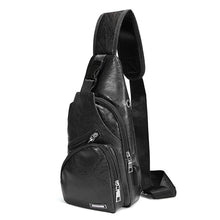 Load image into Gallery viewer, New Men's Chest Bag USB Charging Crossbody Bags PU Leather Shoulder Bag Diagonal Package Back Pack Travel Outdoors Messenger Bag