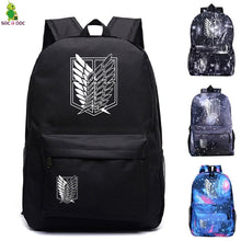 Load image into Gallery viewer, Attack on Titan Backpacks Women/Men's School Bags Traveling Bags Teenage Notebook Backpack Canvas Anime Mochila machila bag