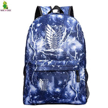 Load image into Gallery viewer, Attack on Titan Backpacks Women/Men's School Bags Traveling Bags Teenage Notebook Backpack Canvas Anime Mochila machila bag
