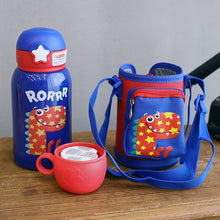 Load image into Gallery viewer, 500ml 316 Stainless steel Baby's Vacuum Water Straw Bottle In Portable Rope Bag Insulated  Thermos Bottle Two Cover Vacuum Flask
