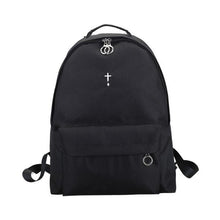 Load image into Gallery viewer, Moon Wood Men's Black Backpack Embroidery Moon Cross Backpack School Bags For Teenagers Girls Boys Students Travel Bag