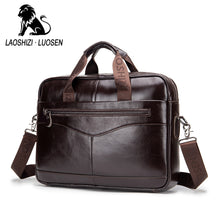 Load image into Gallery viewer, fashion Genuine leather men&#39;s Briefcase vintage cow leather business computer bag messenger bags man shoulder bag postman male