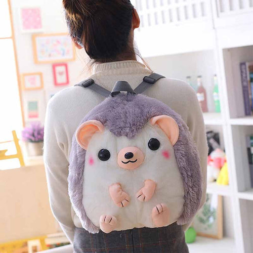 1pc 30x28cm 3 Patterns Stuffed toys bag Hedgehog doll bags Cartoon school backpack Baby's backpack kid's school bag Xmas present