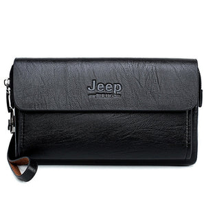 JEEP BULUO Famous Brand Men's Handbag Day Clutches Bags Luxury For Phone and Pen High Quality Spilt Leather Wallets Hand Bag