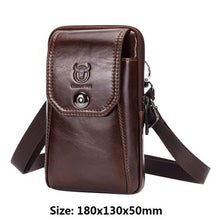 Load image into Gallery viewer, BULLCAPTAIN Crazy Horse Leather Male Waist Back Pack Phone Pouch Bags High Quality Men&#39;s Small Chest Shoulder Belt Bag Mochila