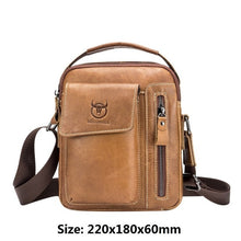 Load image into Gallery viewer, BULLCAPTAIN Crazy Horse Leather Male Waist Back Pack Phone Pouch Bags High Quality Men&#39;s Small Chest Shoulder Belt Bag Mochila