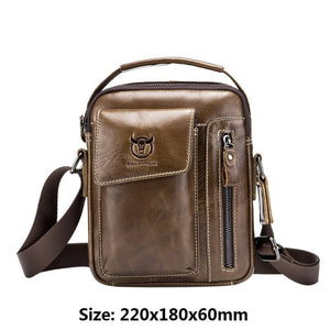 BULLCAPTAIN Crazy Horse Leather Male Waist Back Pack Phone Pouch Bags High Quality Men's Small Chest Shoulder Belt Bag Mochila