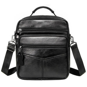 Genuine Leather Male's Crossbody Bag Casual Business Leather Men's Messenger Bag Vintage Men Big Bag Zipper Shoulder Handbags