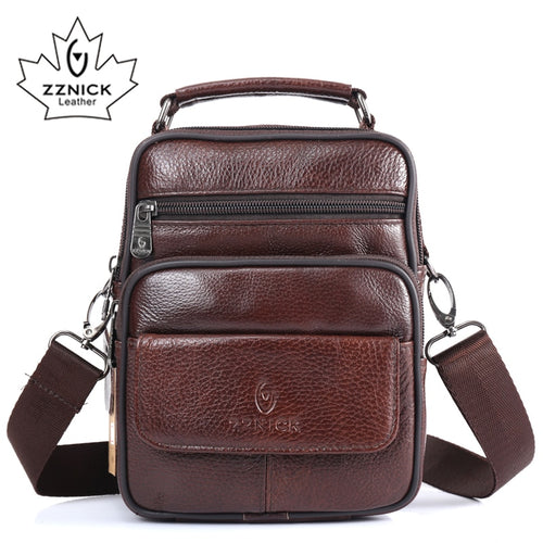 ZZNICK 2017  New Arrival Genuine Leather Bags For Men Shoulder Bag Men's Bag Messenger Bag Portfolio flap pocket 8202