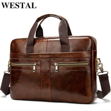 Load image into Gallery viewer, WESTAL Bag men&#39;s Genuine Leather briefcase Male man laptop bag natural Leather for men Messenger bags men&#39;s briefcases 2019