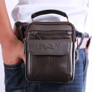 Men's Cowhide Leather Messenger Shoulder Cross Body Bag Pouch Waist Fanny Belt Hip Bum Male Tote HandBag Purse Handbags