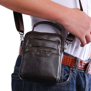 Men's Cowhide Leather Messenger Shoulder Cross Body Bag Pouch Waist Fanny Belt Hip Bum Male Tote HandBag Purse Handbags