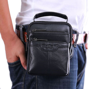 Men's Cowhide Leather Messenger Shoulder Cross Body Bag Pouch Waist Fanny Belt Hip Bum Male Tote HandBag Purse Handbags