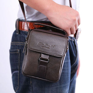 Men's Cowhide Leather Messenger Shoulder Cross Body Bag Pouch Waist Fanny Belt Hip Bum Male Tote HandBag Purse Handbags