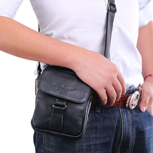 Men's Cowhide Leather Messenger Shoulder Cross Body Bag Pouch Waist Fanny Belt Hip Bum Male Tote HandBag Purse Handbags