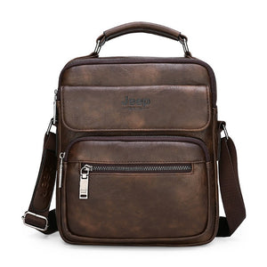 JEEP BULUO Brand Man Split Leather Crossbody Shoulder Messenger Bag For iPad Big Size Men's Handbags Famous Casual Business