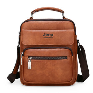 JEEP BULUO Brand Man Split Leather Crossbody Shoulder Messenger Bag For iPad Big Size Men's Handbags Famous Casual Business