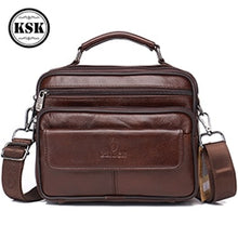 Load image into Gallery viewer, Men&#39;s Genuine Leather Bag Messenger Bag CrossBody Bags Shoulder Handbag Male Luxury Handbags 2019 Fashion Flap Pocket KSK