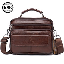 Men's Genuine Leather Bag Messenger Bag CrossBody Bags Shoulder Handbag Male Luxury Handbags 2019 Fashion Flap Pocket KSK