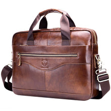 Load image into Gallery viewer, BULLCAPTAIN Genuine Leather Men&#39;S Briefcase Vintage Business Computer Bag Fashion Messenger Bags Man Shoulder Bag Postman