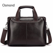 Load image into Gallery viewer, Osmond Men Genuine Leather Handbags Casual Leather Laptop Bags Male Business Travel Messenger Bags Men&#39;s Crossbody Shoulder Bag