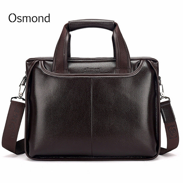 Osmond Men Genuine Leather Handbags Casual Leather Laptop Bags Male Business Travel Messenger Bags Men's Crossbody Shoulder Bag