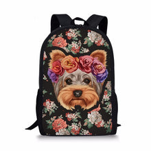Load image into Gallery viewer, Yorkshire Cute School Bags for Girl Floral Polyester Satchel Backpack For Kid Baby's Bags Mochila Infantil Primary