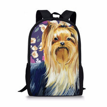 Load image into Gallery viewer, Yorkshire Cute School Bags for Girl Floral Polyester Satchel Backpack For Kid Baby's Bags Mochila Infantil Primary