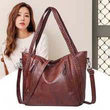 Load image into Gallery viewer, New brand high quality soft leather large pocket casual handbag women&#39;s handbag shoulder bag large capacity handbag Black Brown