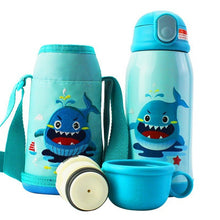 Load image into Gallery viewer, 600ml New Cute Baby's Stuff vacuum Flasks Water Bottle Children's Double Cover Stainless steel Straw Thermos Cup With Rope Bag