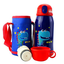 Load image into Gallery viewer, 600ml New Cute Baby's Stuff vacuum Flasks Water Bottle Children's Double Cover Stainless steel Straw Thermos Cup With Rope Bag
