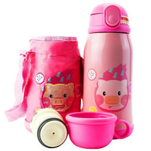 Load image into Gallery viewer, 600ml New Cute Baby's Stuff vacuum Flasks Water Bottle Children's Double Cover Stainless steel Straw Thermos Cup With Rope Bag