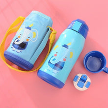 Load image into Gallery viewer, 600ml New Cute Baby's Stuff vacuum Flasks Water Bottle Children's Double Cover Stainless steel Straw Thermos Cup With Rope Bag
