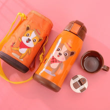 Load image into Gallery viewer, 600ml New Cute Baby's Stuff vacuum Flasks Water Bottle Children's Double Cover Stainless steel Straw Thermos Cup With Rope Bag