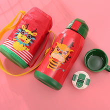 Load image into Gallery viewer, 600ml New Cute Baby's Stuff vacuum Flasks Water Bottle Children's Double Cover Stainless steel Straw Thermos Cup With Rope Bag