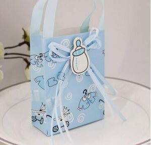 Free Shippping 12X Pink/ Blue nipple/baby's bottle paper candy bag favor candy box favour box girls boys birthday baby show gift