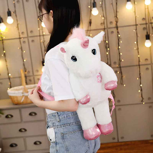 50/60cm Wholesale pink unicorn backpacks Plush stuffed unicornio shoulder bags Personalized baby's school bag Xmas gift for kids