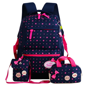 Cartoon School Backpack For Girls Teenager School Bags 3set Star Printing Backpack Kids & Baby's Bags Backpack Child Schoolbag