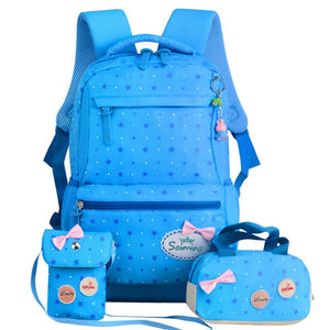 Cartoon School Backpack For Girls Teenager School Bags 3set Star Printing Backpack Kids & Baby's Bags Backpack Child Schoolbag