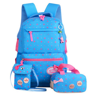 Cartoon School Backpack For Girls Teenager School Bags 3set Star Printing Backpack Kids & Baby's Bags Backpack Child Schoolbag