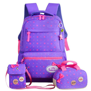 Cartoon School Backpack For Girls Teenager School Bags 3set Star Printing Backpack Kids & Baby's Bags Backpack Child Schoolbag