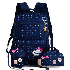 Cartoon School Backpack For Girls Teenager School Bags 3set Star Printing Backpack Kids & Baby's Bags Backpack Child Schoolbag