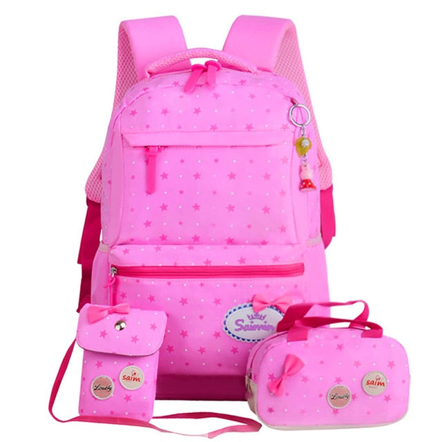 Cartoon School Backpack For Girls Teenager School Bags 3set Star Printing Backpack Kids & Baby's Bags Backpack Child Schoolbag