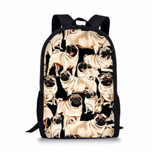 Load image into Gallery viewer, Schoolbag for Girls Pug Dog Bulldog Printed Backpack Kids Baby's Bags Bookbag Girls Backpacking Rucksack Mochila Escolar