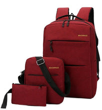 Load image into Gallery viewer, HAOYAN Fashion Men's 15.6 Inch USB Rechargeable Laptop Backpack 3Pcs/Set Large Capacity Multi-Function Travel Backpack Bag