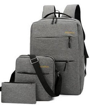 Load image into Gallery viewer, HAOYAN Fashion Men's 15.6 Inch USB Rechargeable Laptop Backpack 3Pcs/Set Large Capacity Multi-Function Travel Backpack Bag