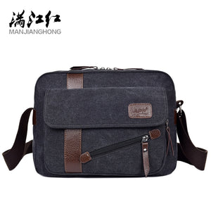 MANJIANGHONG Men's New Canvas Bag High Quality Casual Cross Section Square Bag Fashion Wild Shoulder Messenger Bag