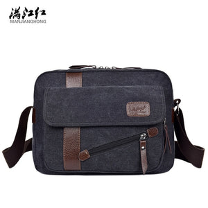 MANJIANGHONG Men's New Canvas Bag High Quality Casual Cross Section Square Bag Fashion Wild Shoulder Messenger Bag