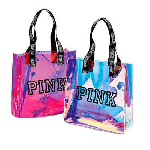 pink travel women bag holographic handbag laser men's bag Transparent luxury handbags women bags designer bolsa feminina